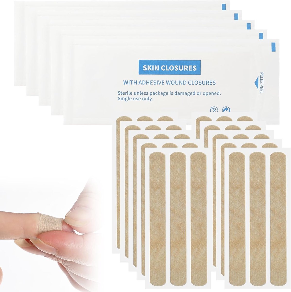 Wundverschlussstrips 30 pieces, sterile wound strips, clamp plaster, wound strips for closing small cuts, 12 mm x 100 - ShopVlot