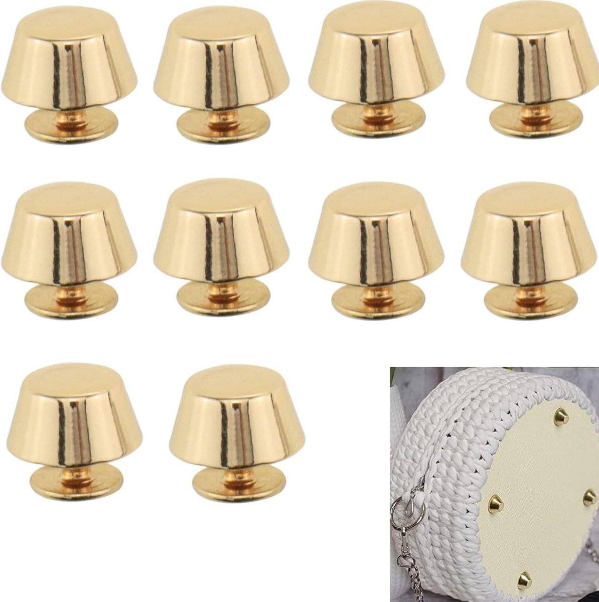 Set van 10 metalen conen voor rivets, decoratieve rivets voor tassen, kleding en schoenen - 11mm x 8mm, ideaal voor handwerk en creatief gebruik