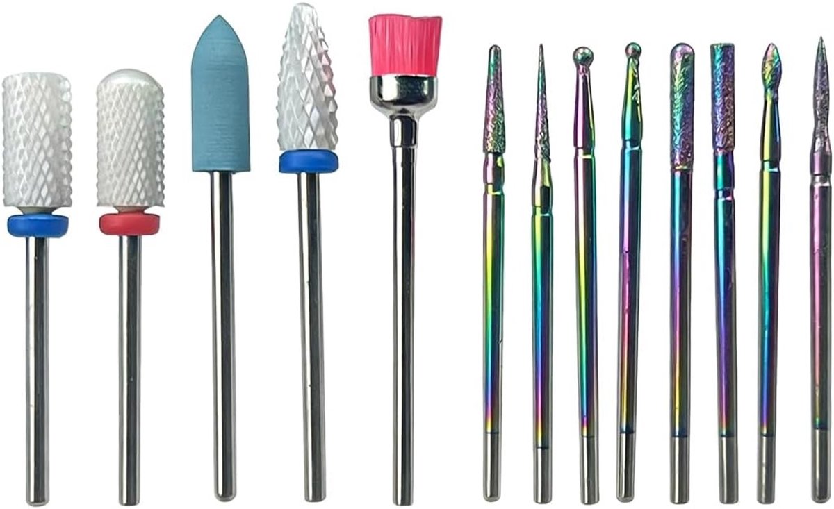 Complete Set van 13 Nagelvijl Opzetstukken voor Manicure en Pedicure met Keramische en Diamant Boortjes
