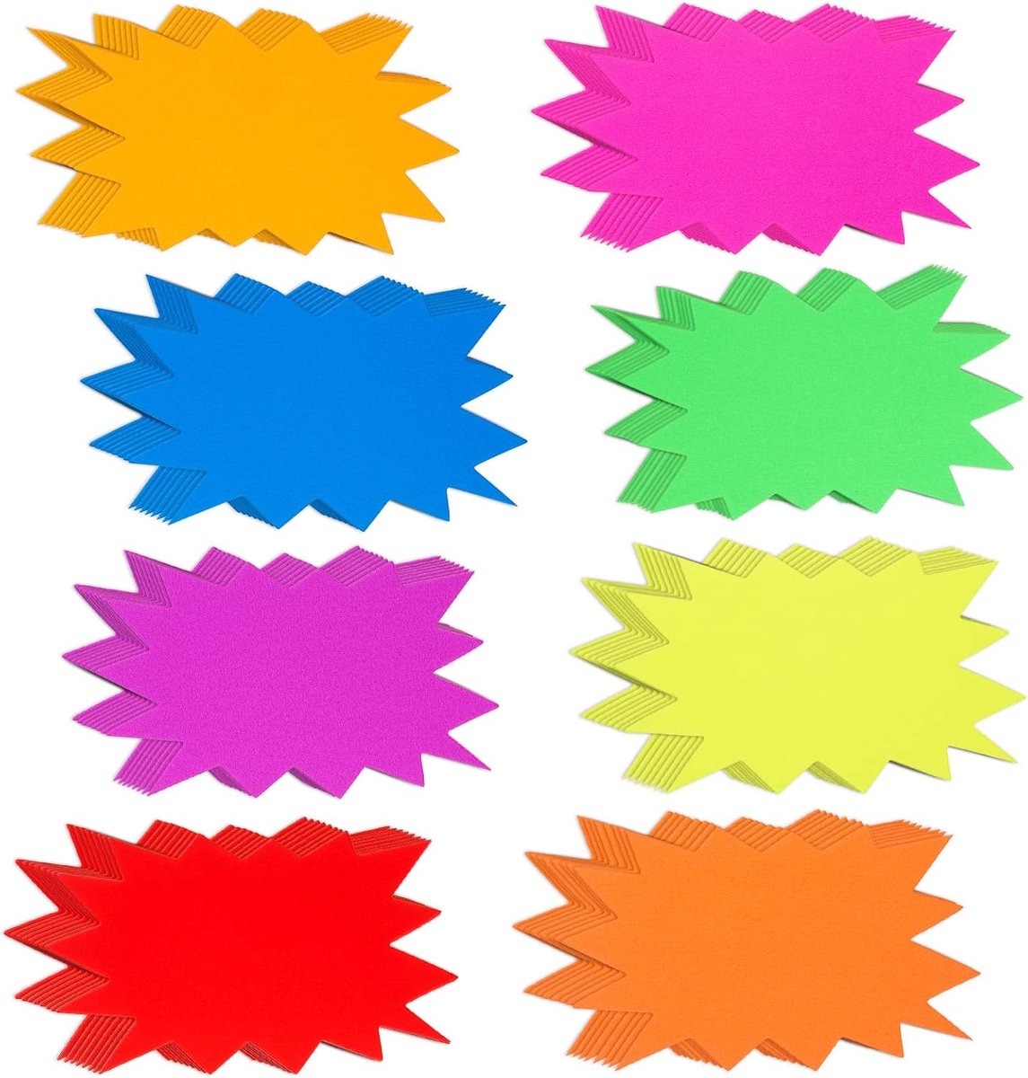 SnelShoppen - Neon Ster Papier Borden - Klassikale Naam Labels, Fluorescerende Sign Tags, Assorti Kleuren, 96 Stuks - Ideaal voor Winkels, Scholen en