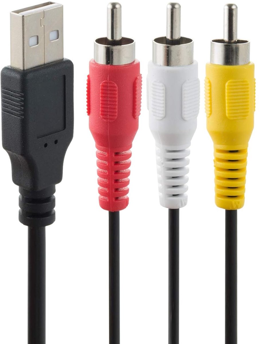USB to 3 RCA, USB Plug to 3 RCA, Y Splitter Cable, Adapter AV Audio Video Composite - ShopVlot