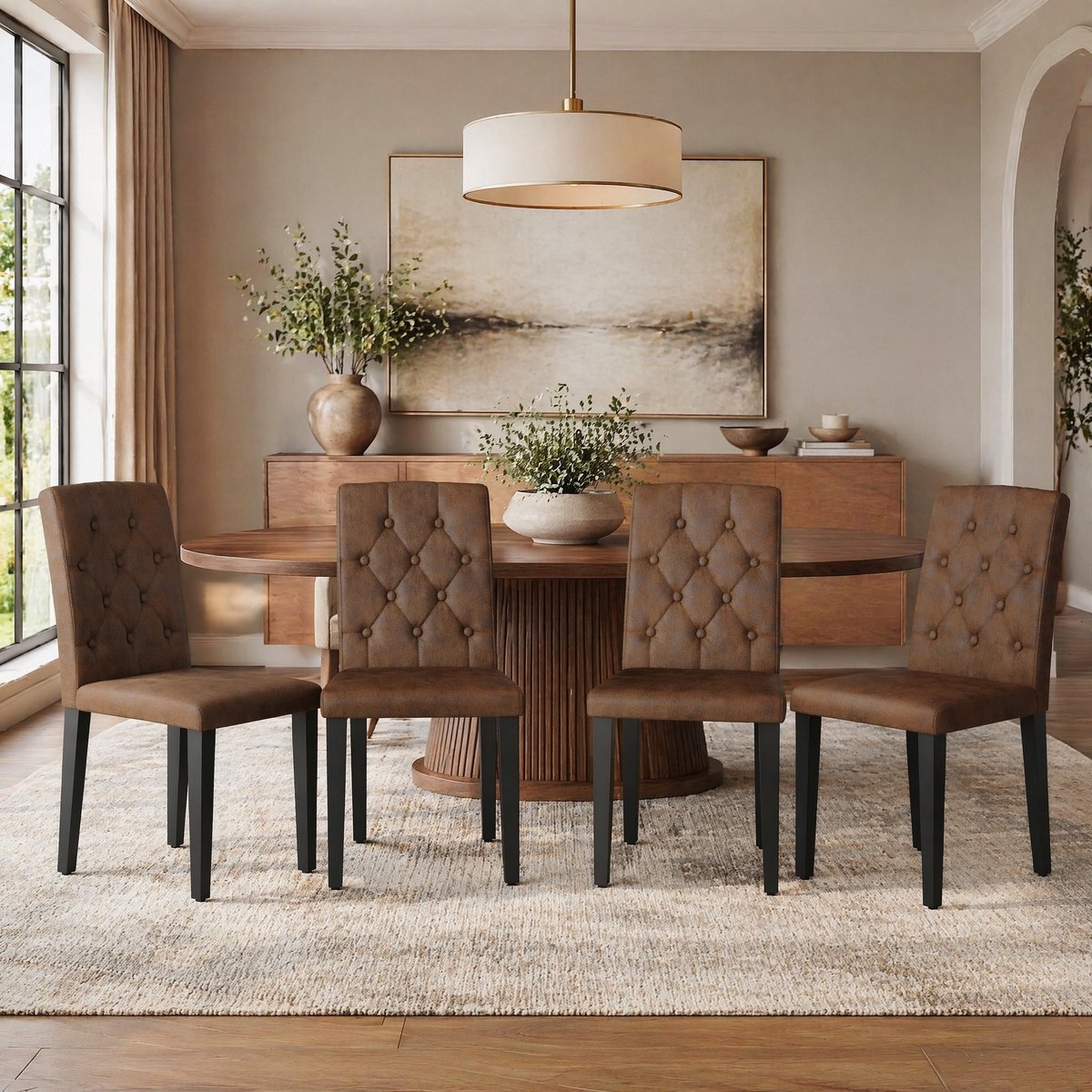 COVREO Eetkamerstoel set 4, 89 cm hoog, bruin zwart, velvet, metalen poten
