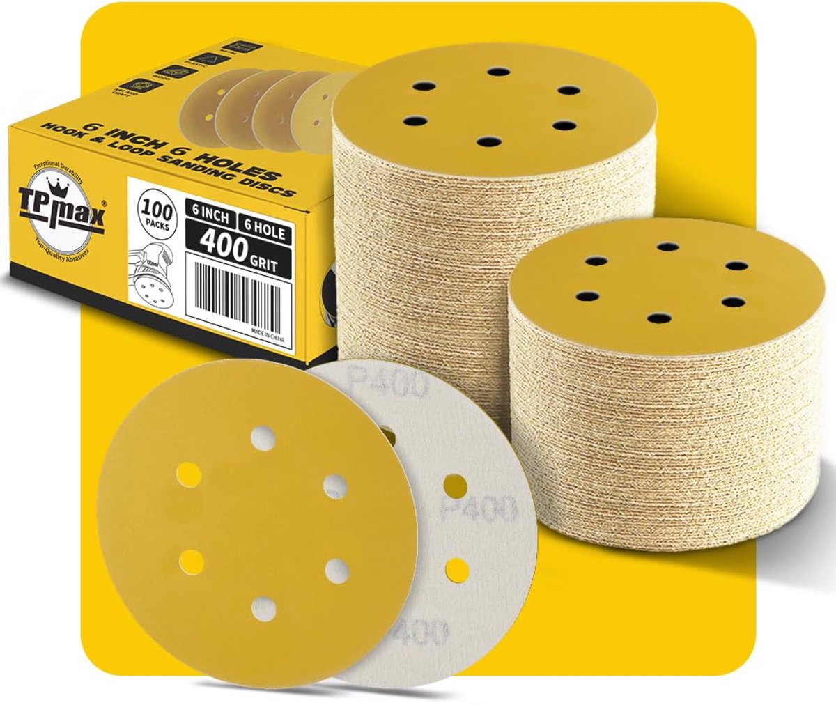 Schuurdiscs zelfklevend 150 mm - 400 korrel - 6 gaten - ideaal voor hout en metaal - ShopVlot