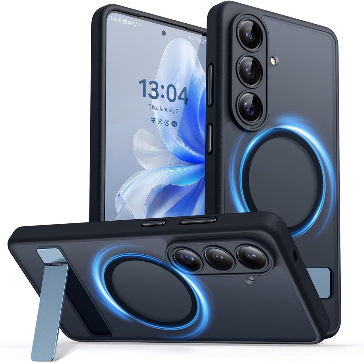 Mobiel hoesje 15,5 cm - matte achtergrond - transparant - met verstelbare houder - ShopVlot