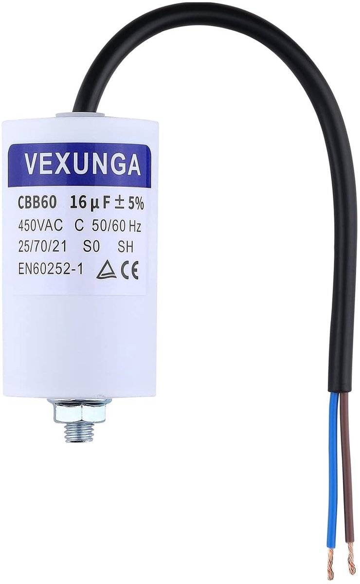 VEXUNGA 16µF 450V Motor Capacitor Starter Capacitor Capacitor 16uF 16uF 450 Volt 40x70MM CBB60 Capacitors Cable M8 for - ShopVlot