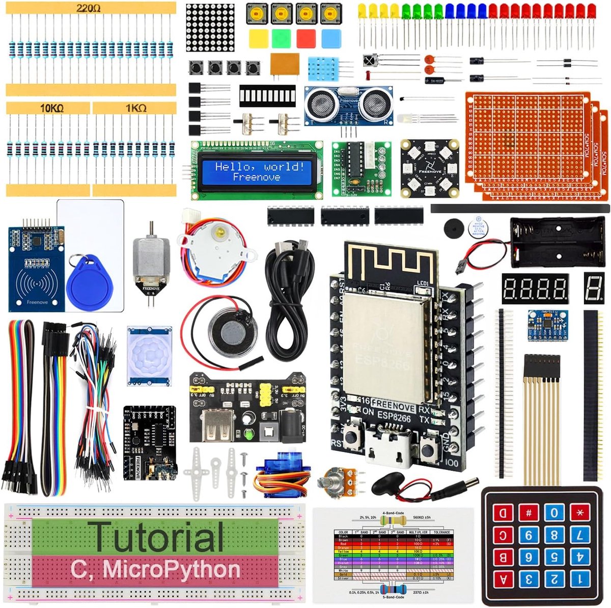 Freenove Ultimate Starter Kit for ESP8266 (Included), 32-bit 160MHz Mini Microcontroller, Onboard Wi-Fi, Python C - ShopVlot