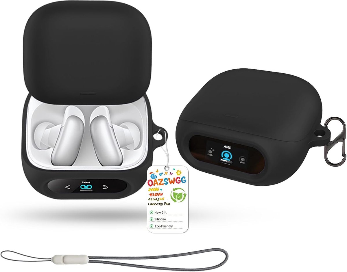 Zwarte siliconen hoes voor Soundcore Liberty 5 Pro hoofdtelefoon oplaadetui - ShopVlot