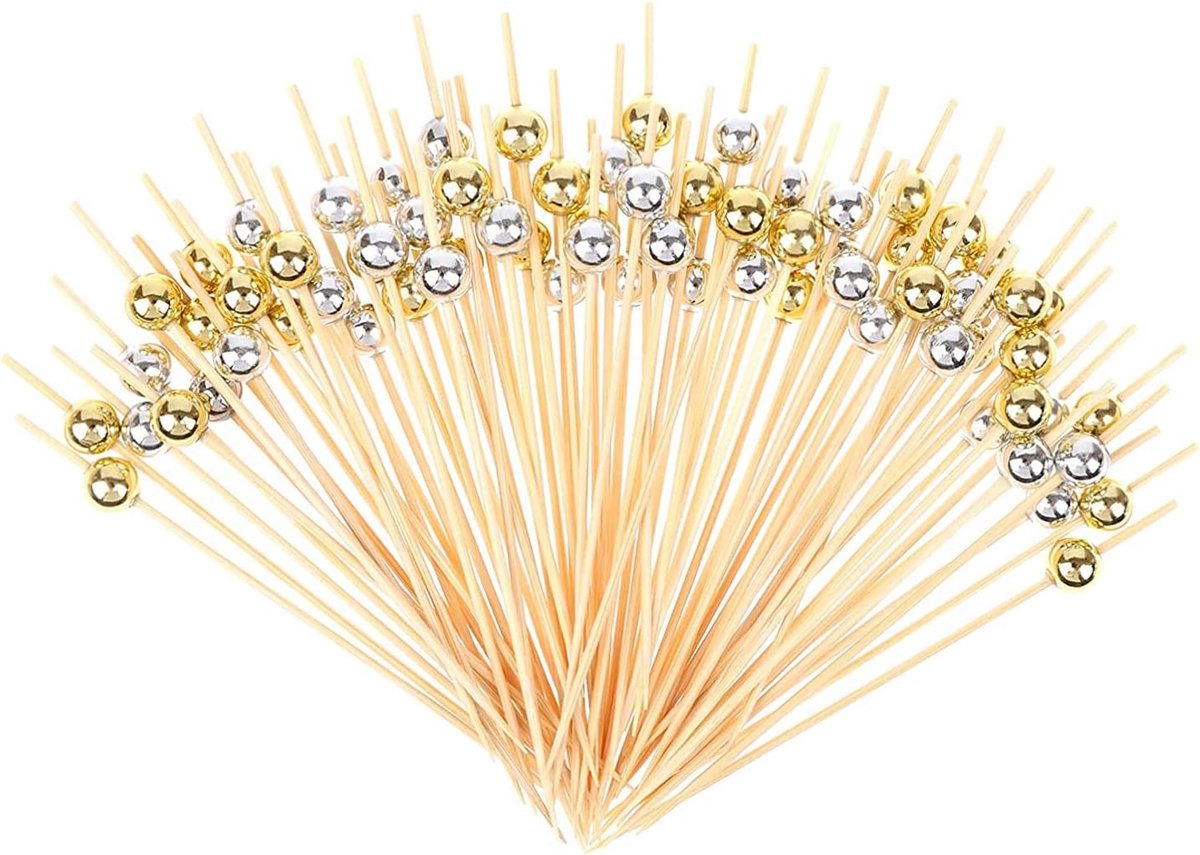 Cocktail Sticks, 100 Cocktail Sticks, Wooden Cocktail Picks, Wooden Beads, Toothpicks Toothpicks for Beverages, Food - ShopVlot