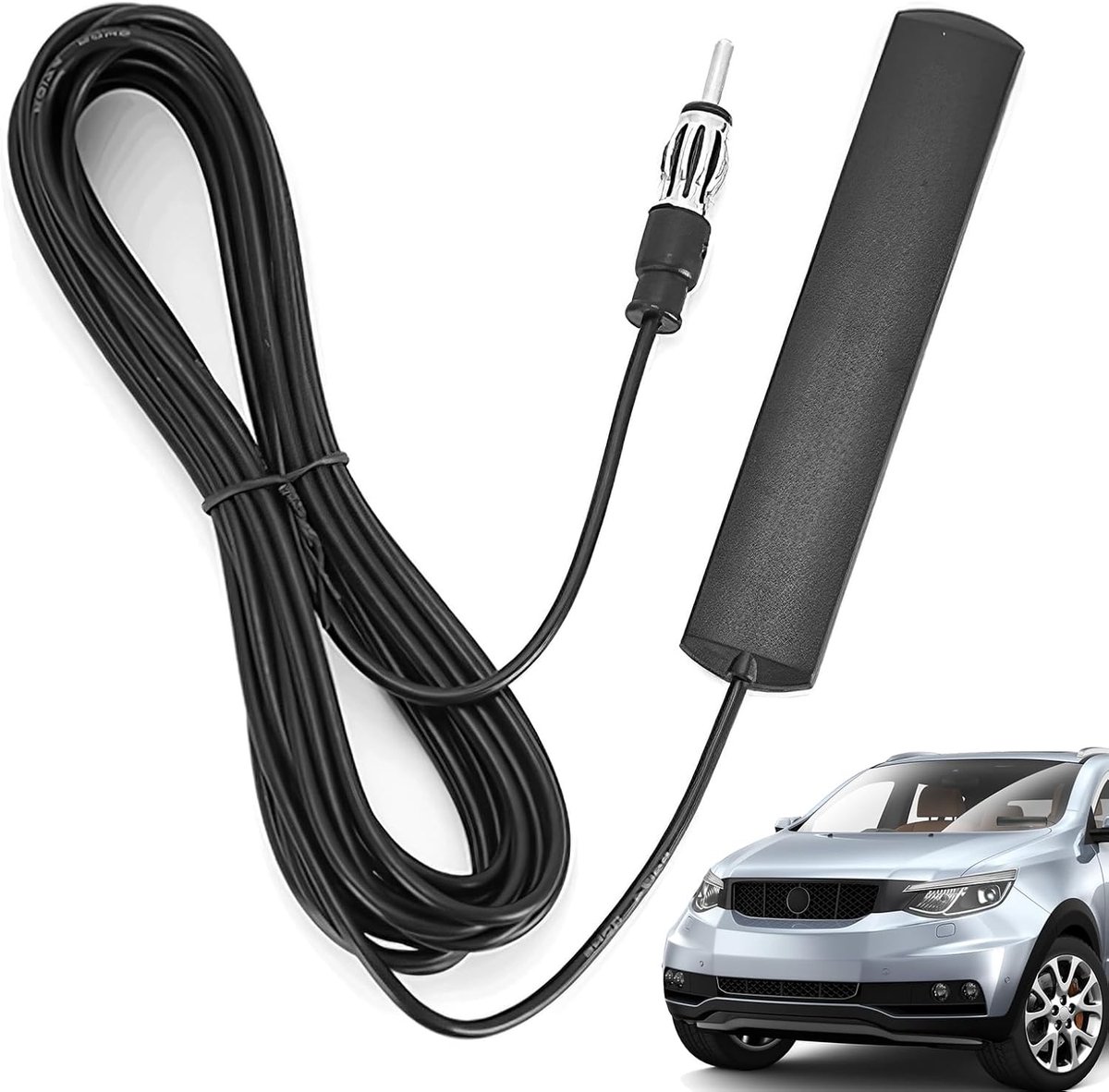 Autoradio Antenne - Ruitantenne FM - Radio Ontvangst Verbeteren - Universele Compatibiliteit - 5 Meter Kabel - Zwart