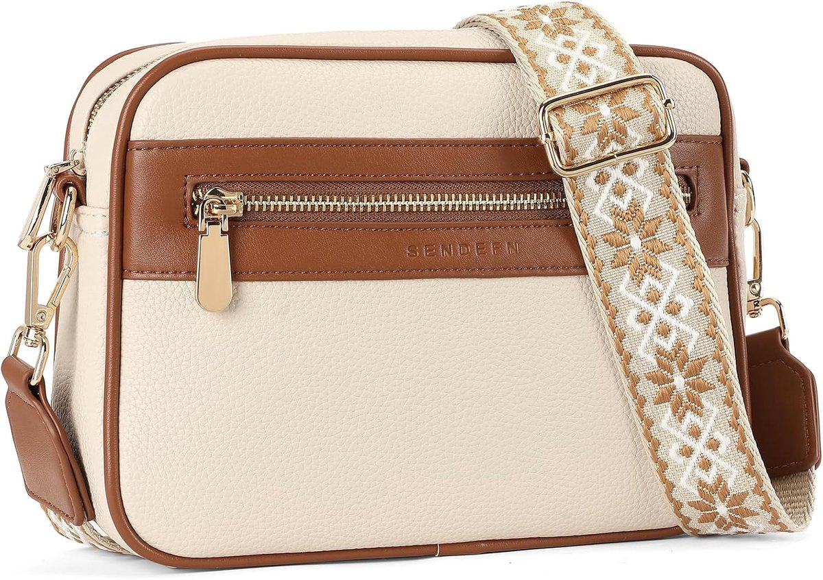 SENDEFN Schoudertas voor dames, kleine crossbody tas, veganistisch leer, kleine elegante tas met verstelbare - ShopVlot
