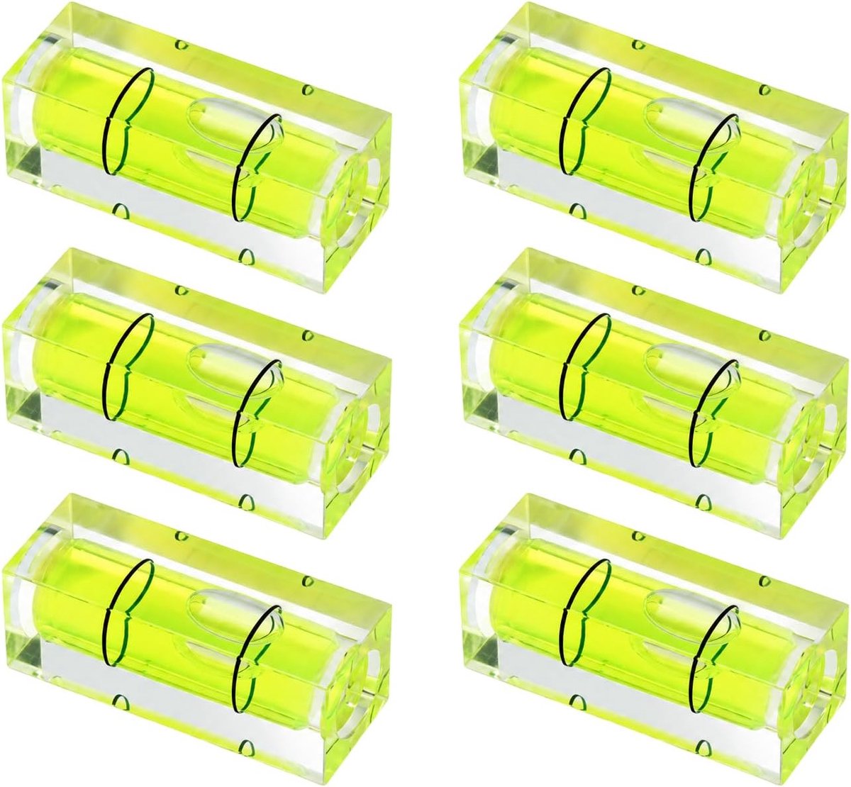 Mini-waterpas set van 6 - vierkante precisiebel - acryl ABS-kunststof - ideaal voor camerastatieven - ShopVlot