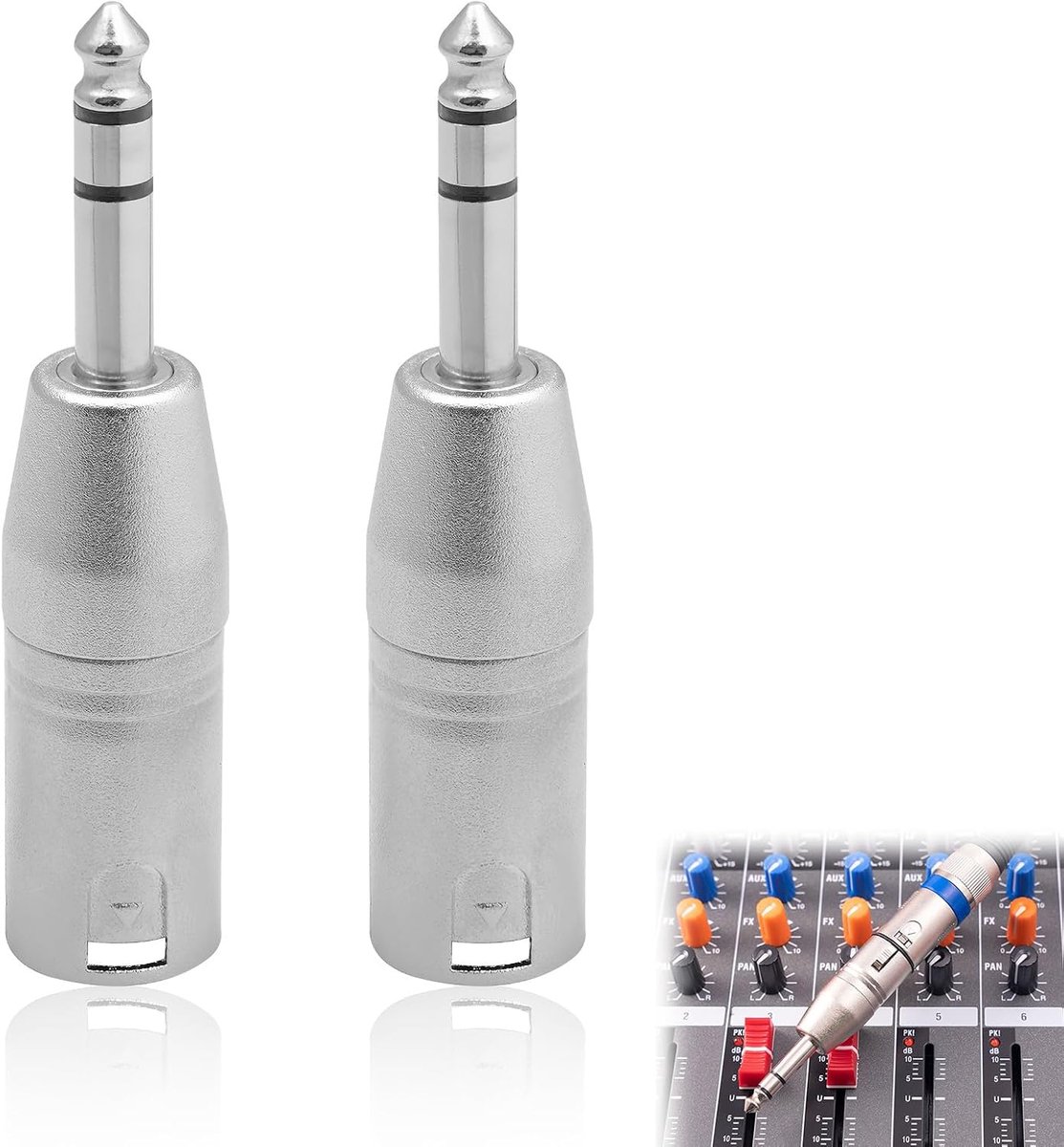 6.35mm TRS naar XLR adapter - 2 stuks - hoogwaardig met metalen behuizing - ideaal voor audio-opnames - ShopVlot