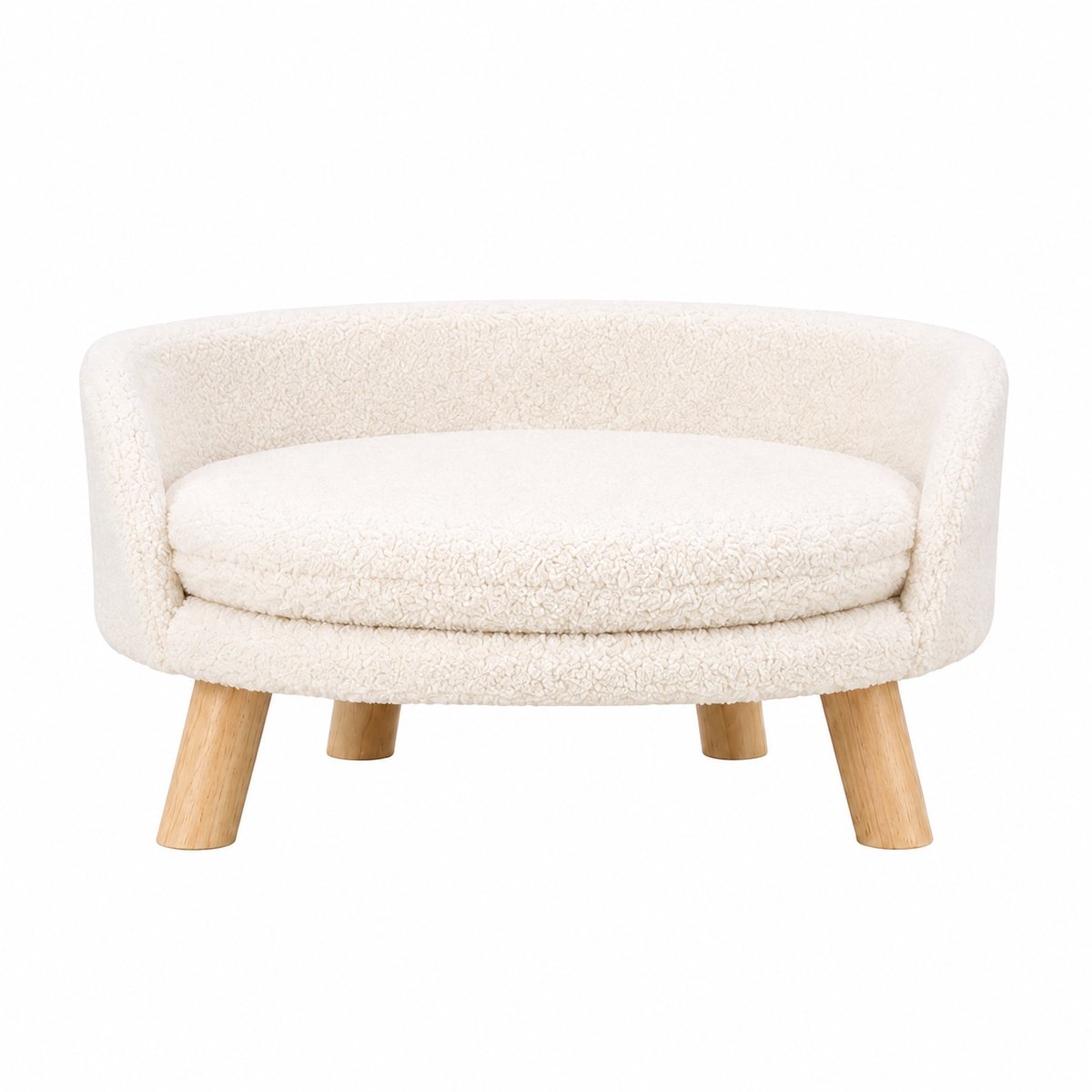 DPLUNIQ Hondenbed - Kattenbed - Hondenmand - Kattenmand - Luxe - Pluche - Waterdicht - Houten Poten - 20kg - 41,5x32,8cm - Wit