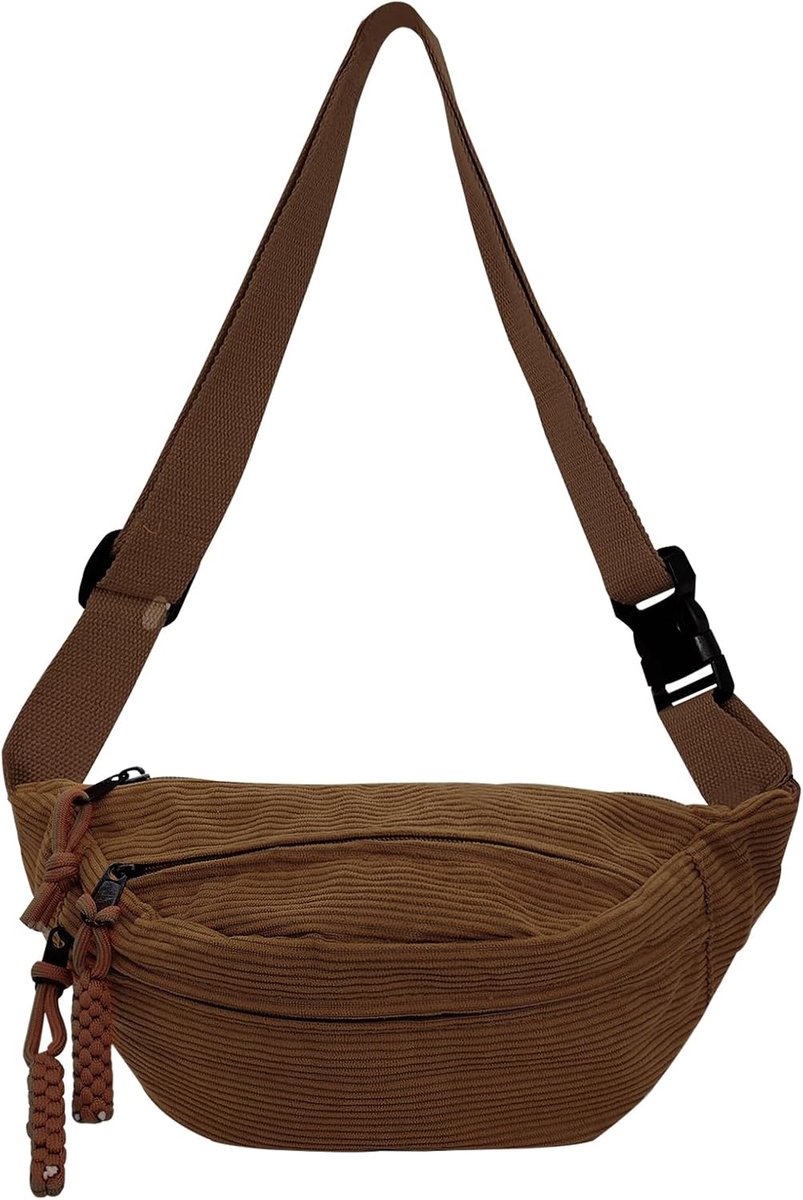 Heuptas voor heren en dames - Donkerbruin corduroy - Verstelbare riem - Ideaal voor reizen - ShopVlot