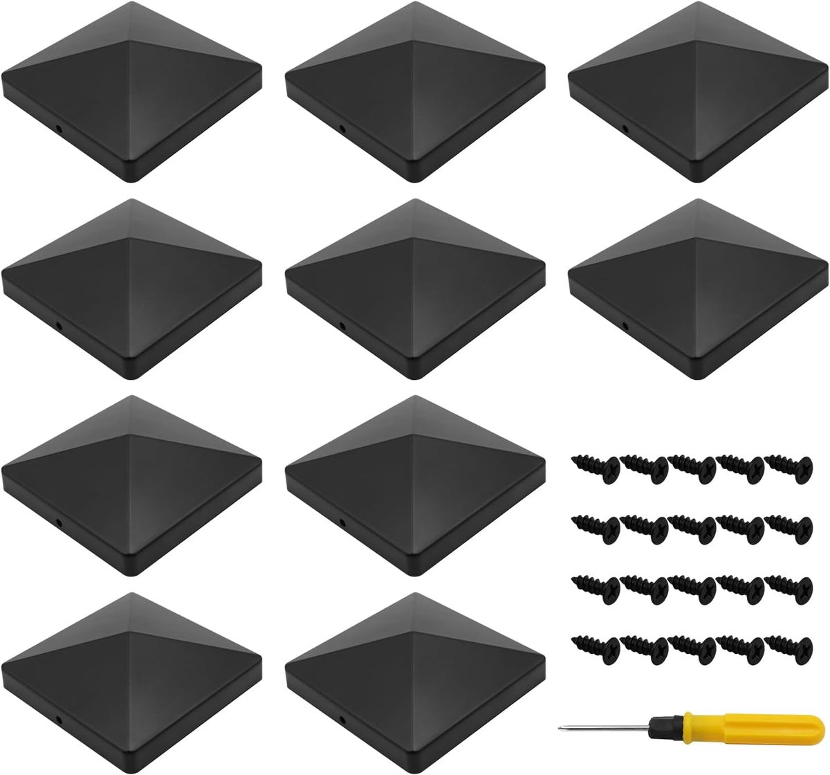 Pols Caps 10x10 cm - Weerbestendige Post Caps - Inclusief Schroeven - Eenvoudige montage voor houten palen - ShopVlot
