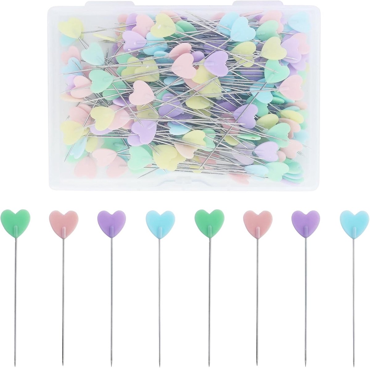 Sewing Needles 220 Pcs - Hartvormige Pins - Multicolor - Perfect voor DIY Naaiprojecten - ShopVlot