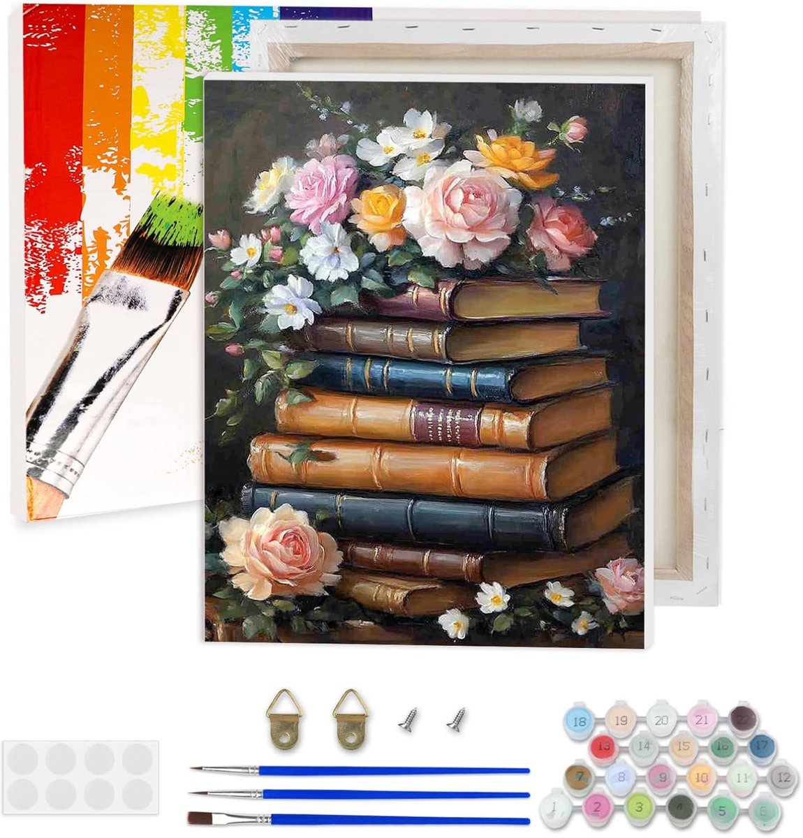 Schilderen op nummers voor volwassenen 30 x 40 cm - roze vintage - inclusief verf en kwasten - creatief thuisdecoreren - ShopVlot