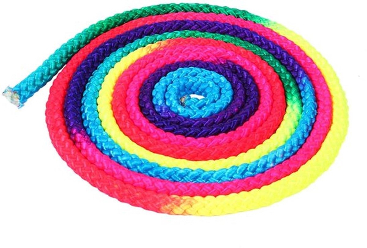 Gymnastiektouw Professionele Kwaliteit - Turntouw - Trainingstouw - Nylon - 2,8 m - Regenboogkleuren - Geschikt voor Artistieke Gymnastiek