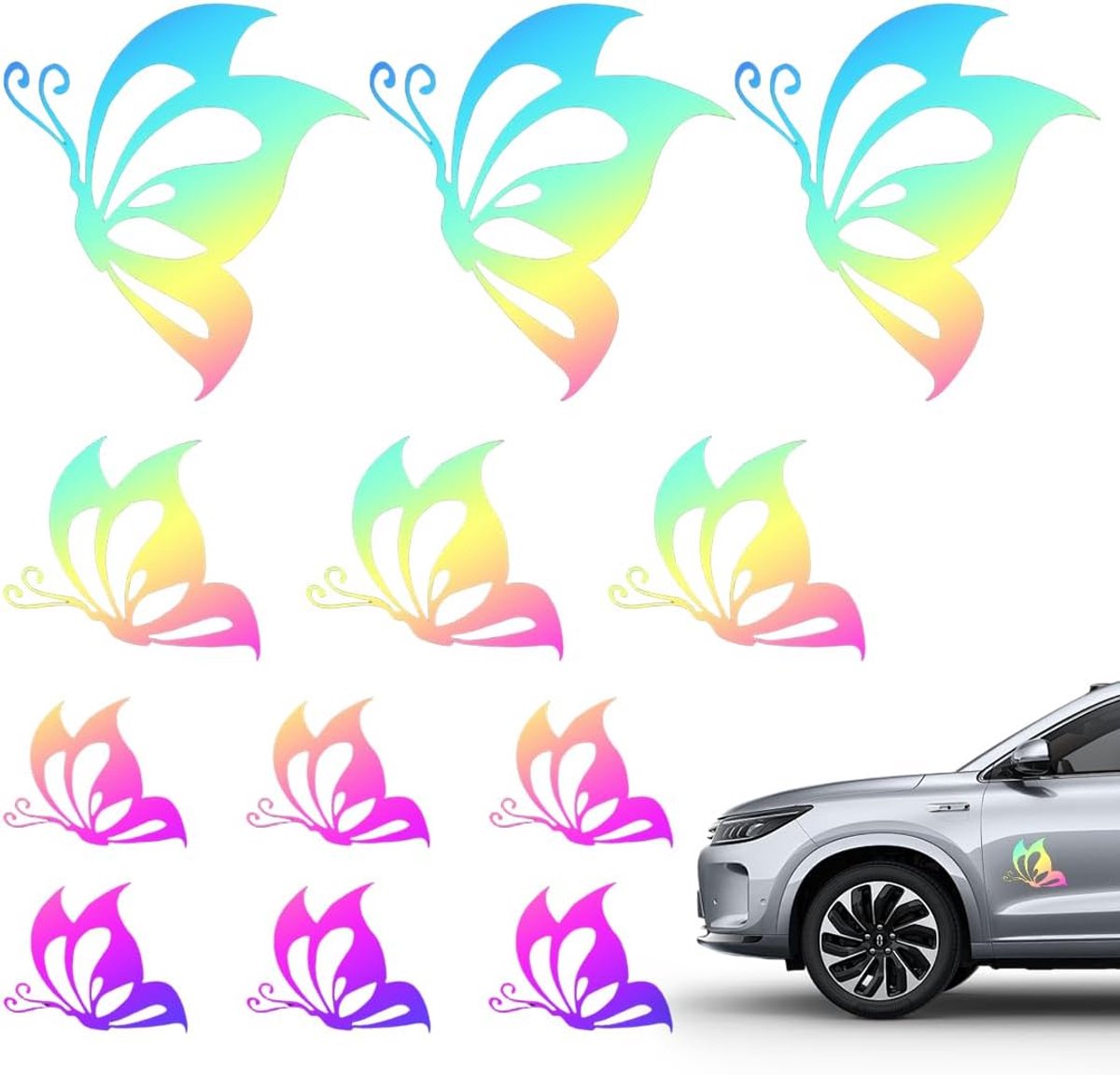 Autosticker vlindermotief - waterdicht vinyl - reflecterend - ideaal voor bumpers - ShopVlot