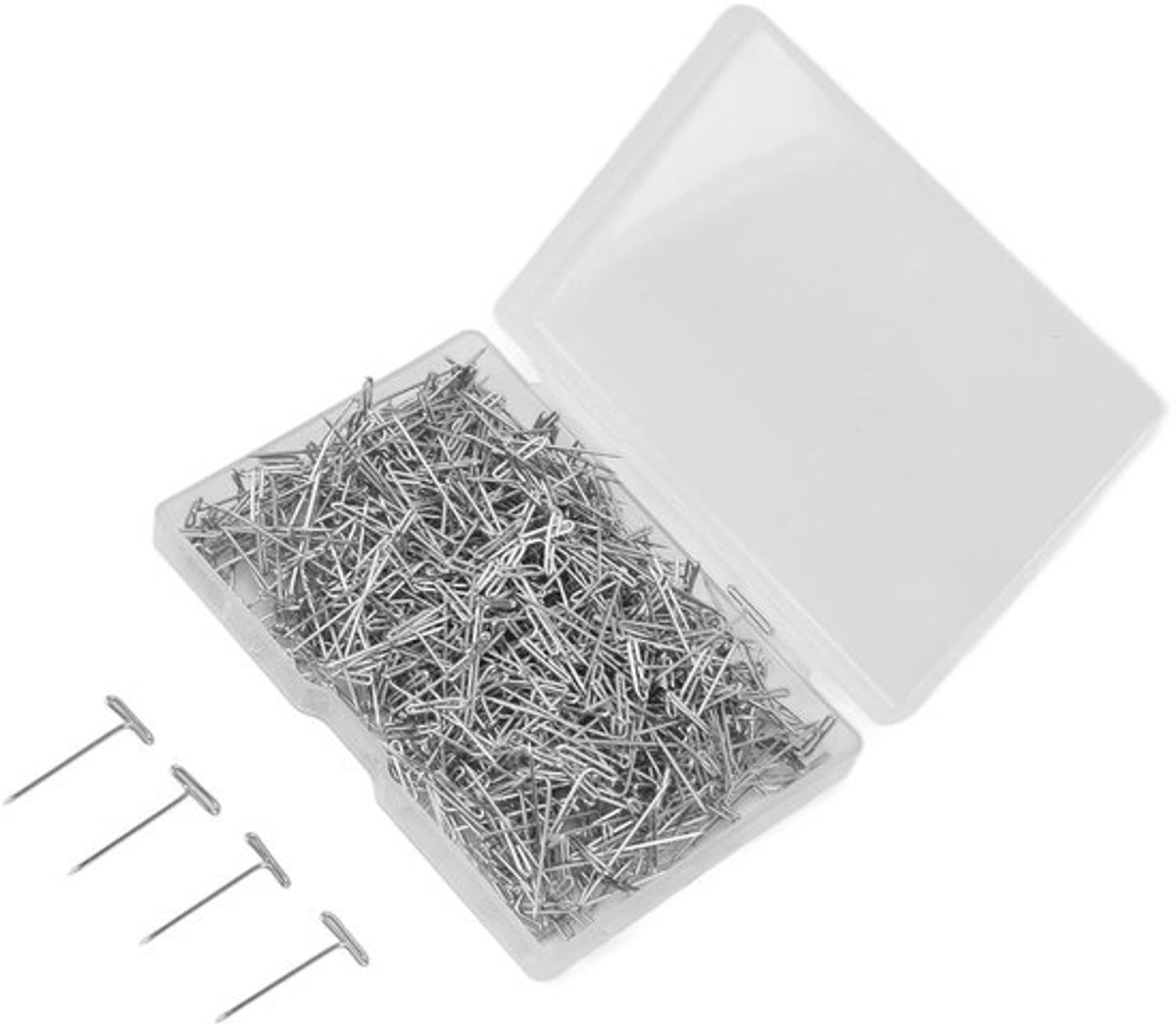 T-pinnen 500 Stuks - Roestvrij Staal - 27 Mm - Plastic Doos - Duurzaam - Eenvoudige Installatie - Pruikspelden