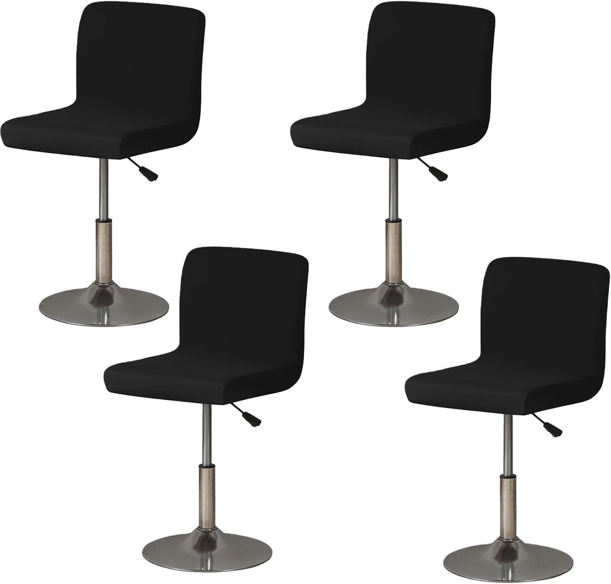 Barstoelhoezen 4 Stuks Zwart - Stretchmateriaal - Met Rugleuning - Bescherming voor Barstoelen - ShopVlot