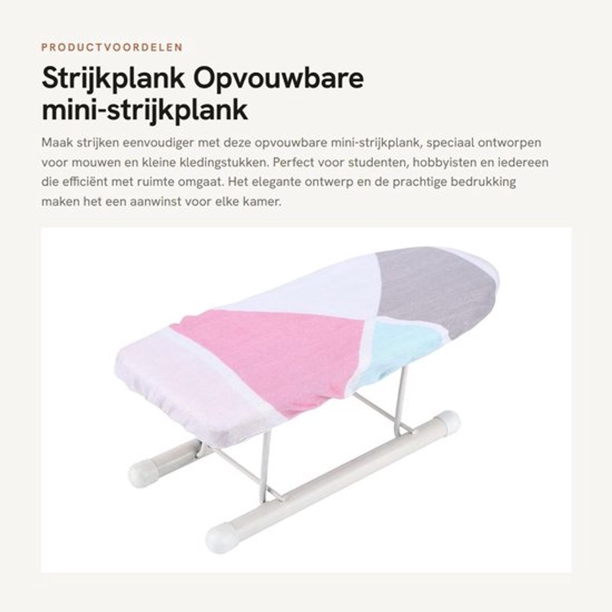 Strijkplank Opvouwbaar - Mini Strijkplank 10,2 x 4,3 x 3,5 Inch - Vuurvast Katoen - Draagbaar - Antislip - Veiligheidsbeugel