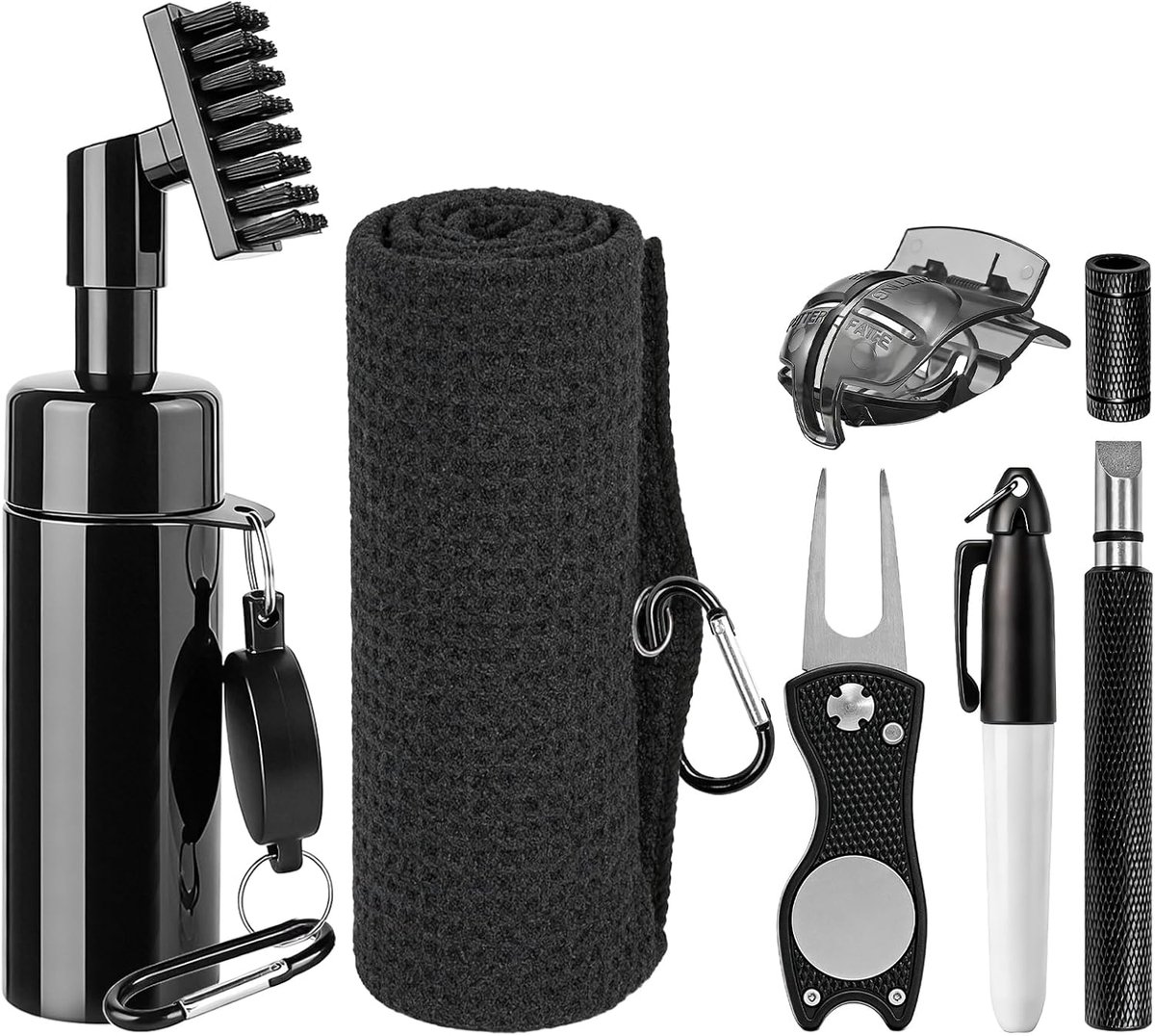 Golfaccessoires set 6-delig - hoogwaardige golfborstelset - inclusief handdoek, markeerstift - onmisbaar voor golfers - ShopVlot