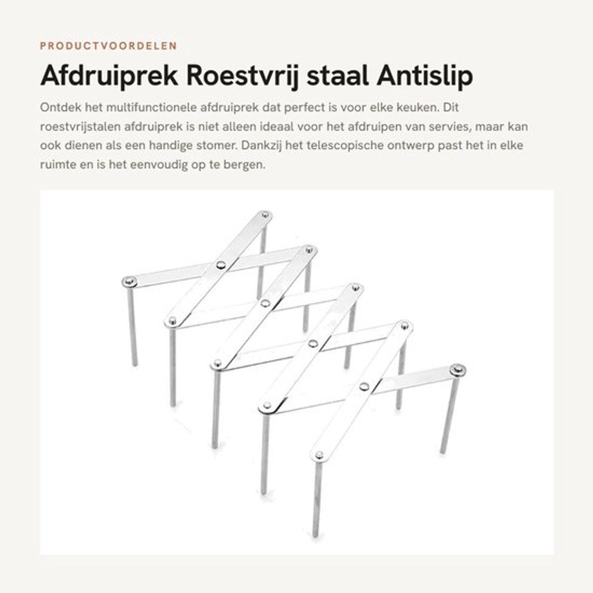 Afdruiprek roestvrij staal - telescopisch - antislip - multifunctioneel - stevig - 15 cm/5,9 inch - Keukenrek