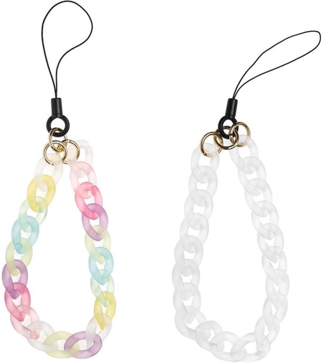 Telefoonketting 24 cm - Acryl Antiverlies Koord - Sleutelhanger/Telefoonkoord - Lichtgewicht/Duurzaam - Kleurrijk/Wit - Vergrendelingsontwerp - Lanyard