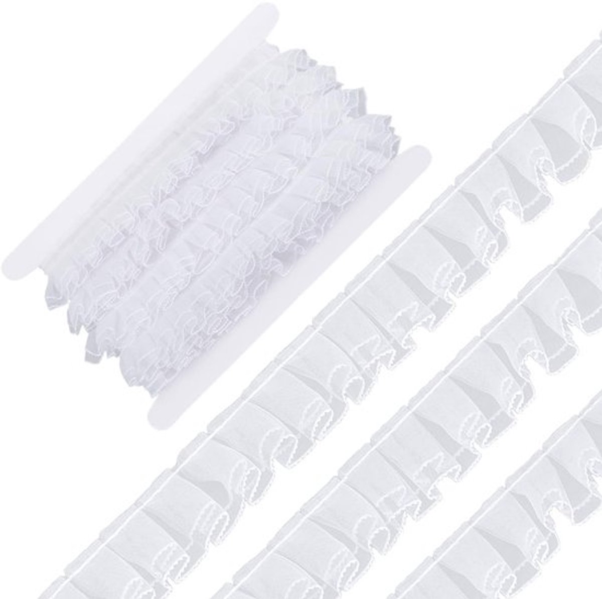 Kant Trim Dubbellaags Ontwerp - Decoratie Lint - Geplooide Stof - Polyester - 5 m - 22 mm Grootte - Decoratielint