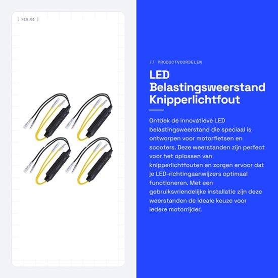 LED Belastingsweerstand - Knipperlichtfout Fix - Zwart en geel - Motorfiets Accessoires - 4 Stuks - Geschikt voor Motor en Scooter - Kuns...