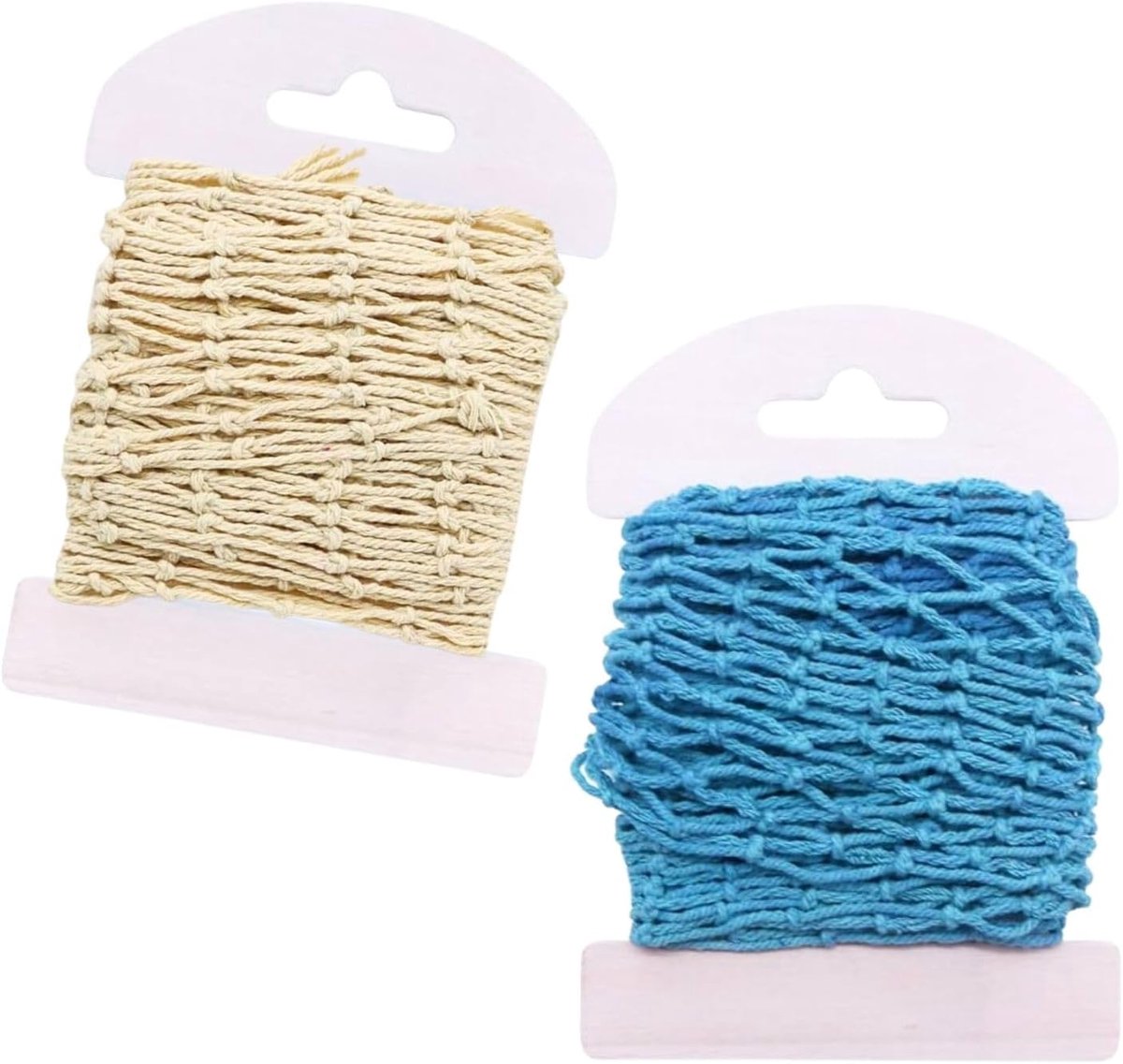 Visnet decoratie 100 x 13 cm - beige blauw - netdecoratie - sfeervolle wanddecoratie - ShopVlot