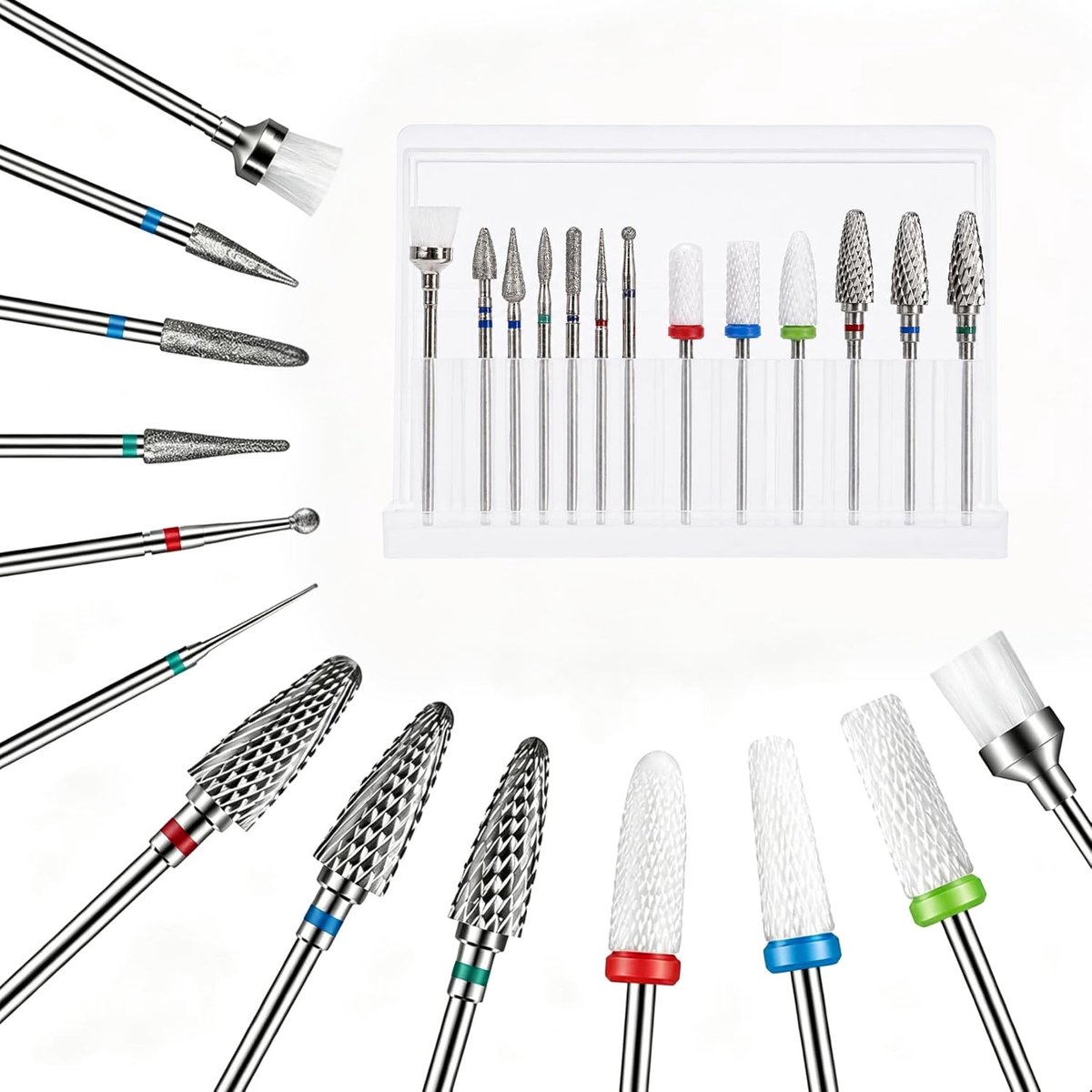 Nagelfreesset 13-delig - 3/32 inch - keramische, diamant en wolfraamcarbide bits - voor manicure en pedicure - ShopVlot