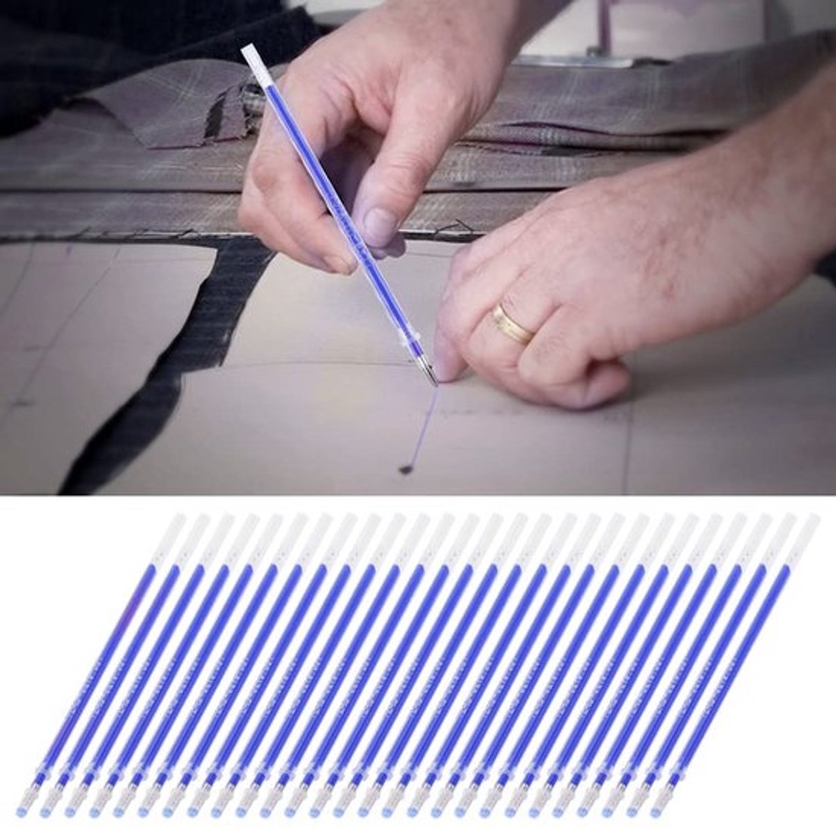 Uitwisbare Marker 100 Stuks - Hoge Temperatuur Verdwijnend - Penvulling - Duurzaam - Geschikt voor Leer - Stalen Penpunt - Markeerstift