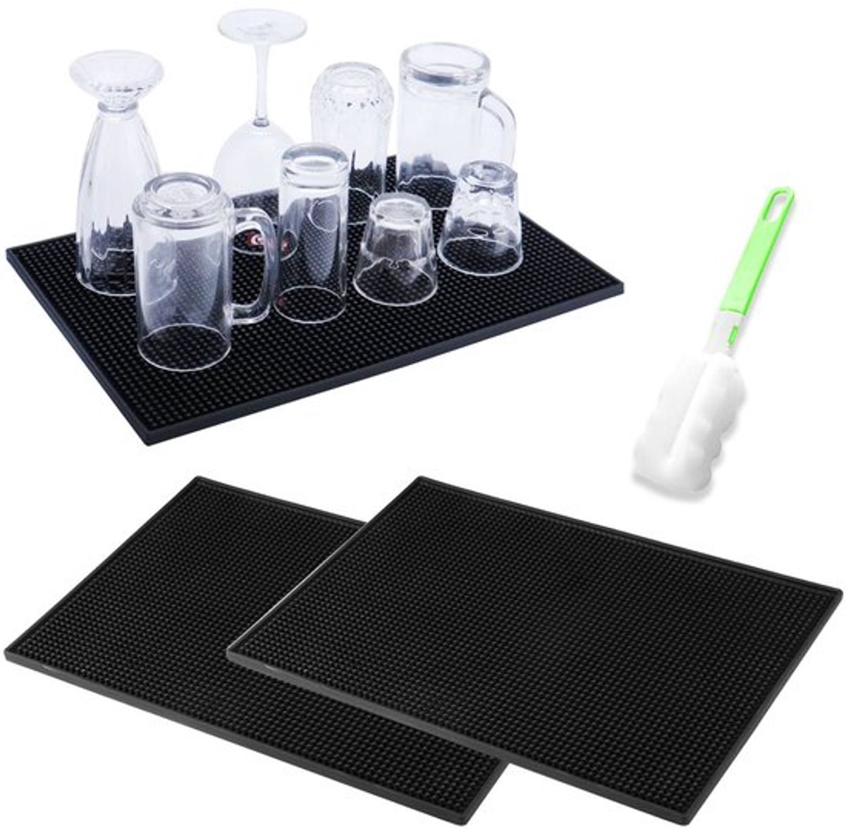 Bar Mat 30 x 15 cm - 2 Stuks - Silicone Druipmat - Antislip - Vaatwasmachinebestendig - Ideale Service Mat