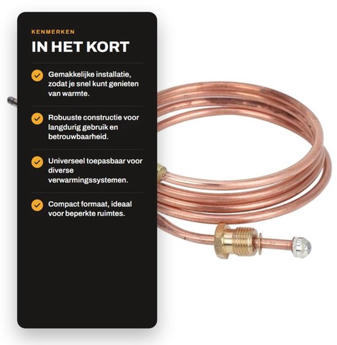 Thermokoppel Universele Vervanging - Temperatuursensor - 900mm Lengte - M6X0.75 Hoofdmaat - M8X1 Einde Verbinding - Snelle Reactiesnelheid
