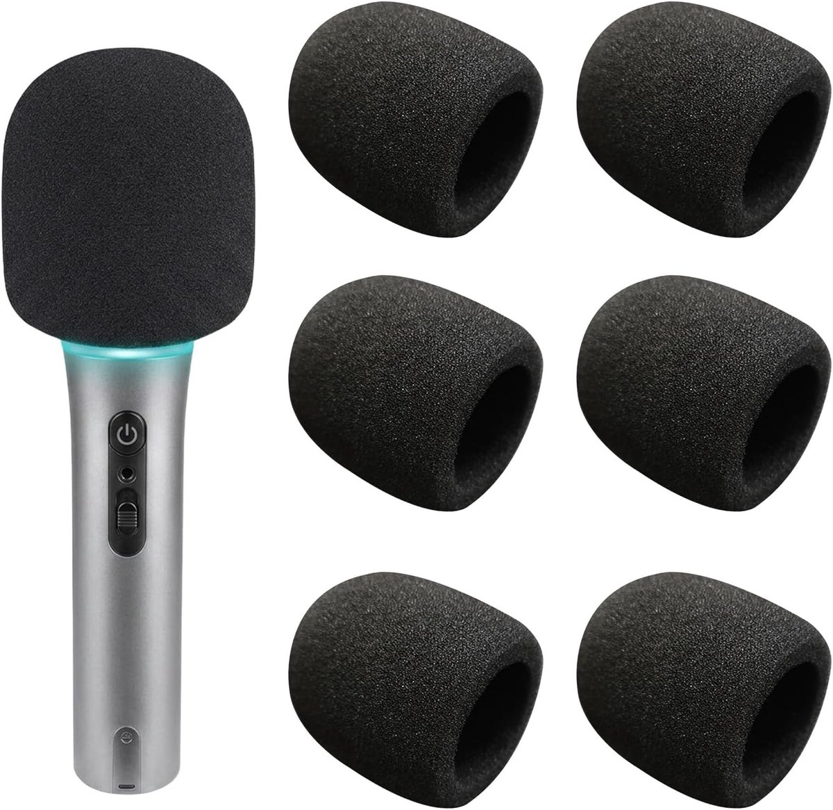 Microfoon windbescherming set van 6 - Foam popfilter - Universele microfoonhoes - Bescherming tegen stof en vocht - ShopVlot