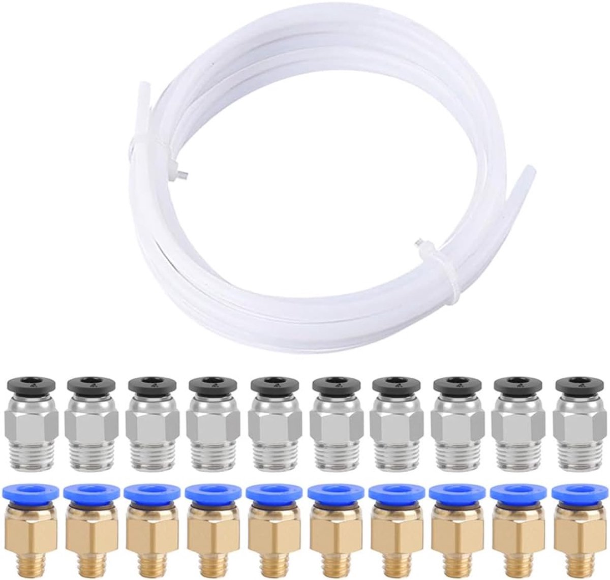 5 Meter 3D Printer PTFE Teflon Tube, with 10 Pieces PC4-M6 Pneumatic Connector and 10pcs PC4-M10 Pneumatic Connector - ShopVlot