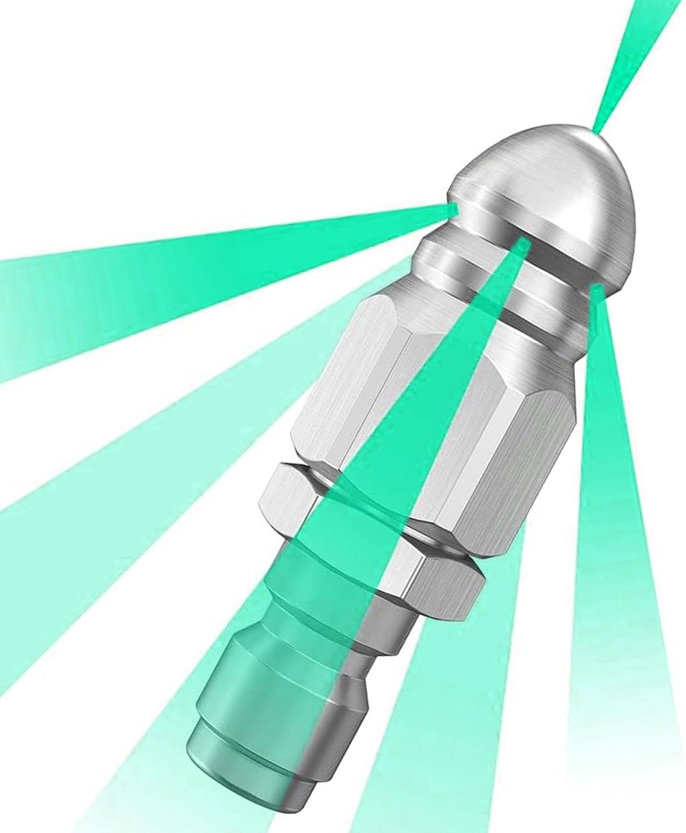 1Pcs High Pressure Nozzle, Stainless Steel 1/4 Inch Sewer Cleaning Nozzle for Pressure Washers (Backjet/Rocket Design) - ShopVlot