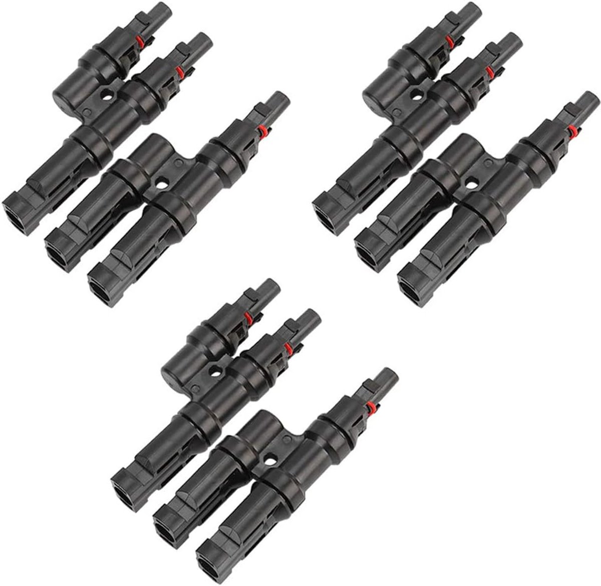3 Pairs Professional Solar Panel Cable Connector, Solar T Branch Connector MFF/FMM, for Solar Panel Cable Photovoltaic - ShopVlot
