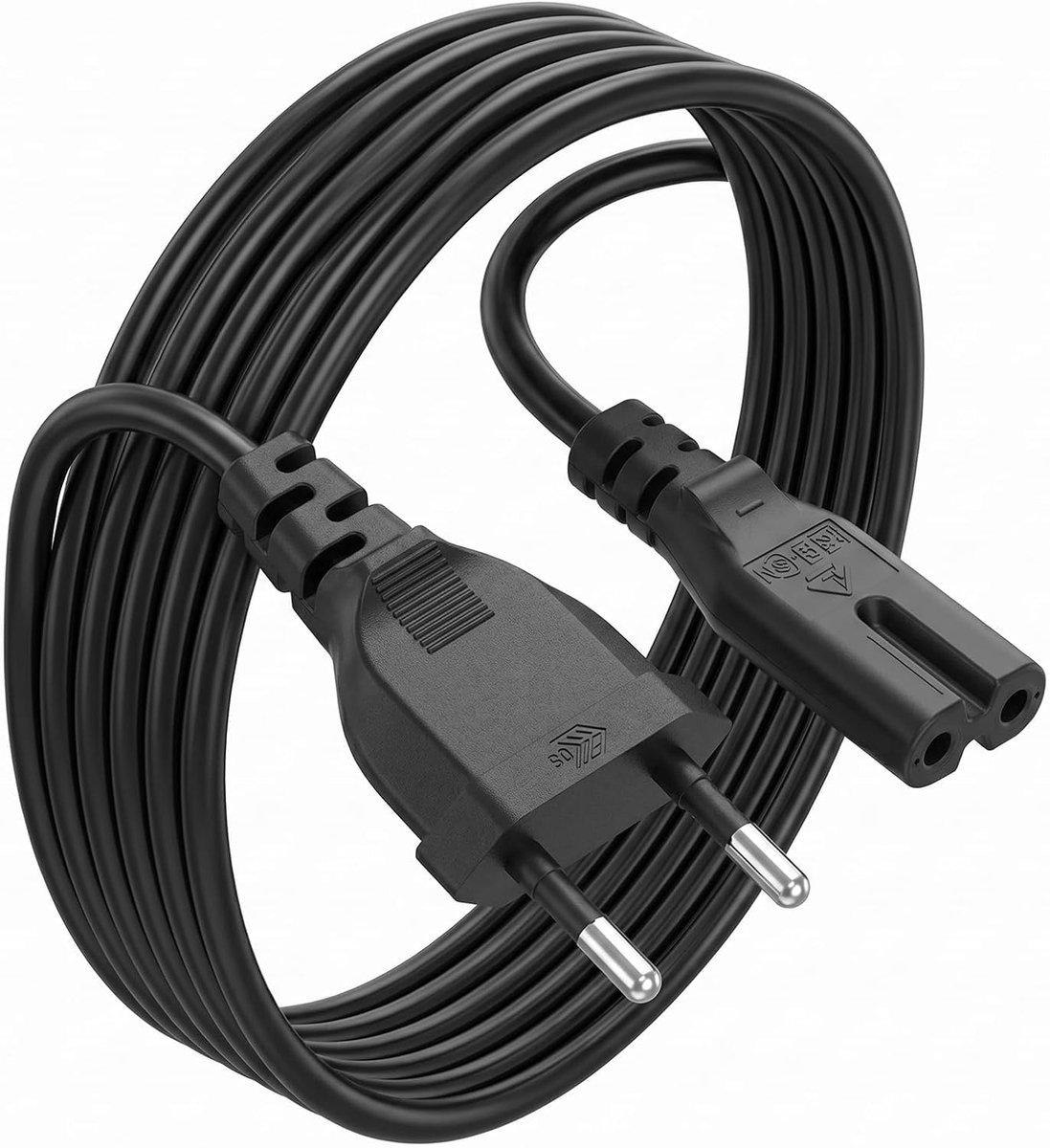 Euro AC netsnoer 1,5 m met eurostekker (type C/CEE 7/16) en open kabeluiteinde – 2-polige platte kabel 0,75 mm² voor - ShopVlot