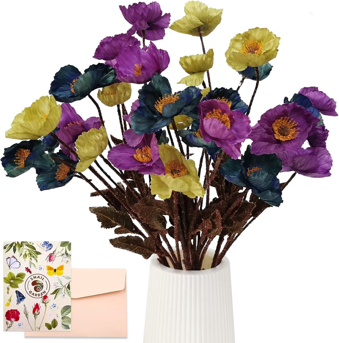Kunstmatige Poppy Anemonen 22 Inch - Zijde Poppies - Realistische Bloemen - Voor Bruiloft en Decoratie - ShopVlot