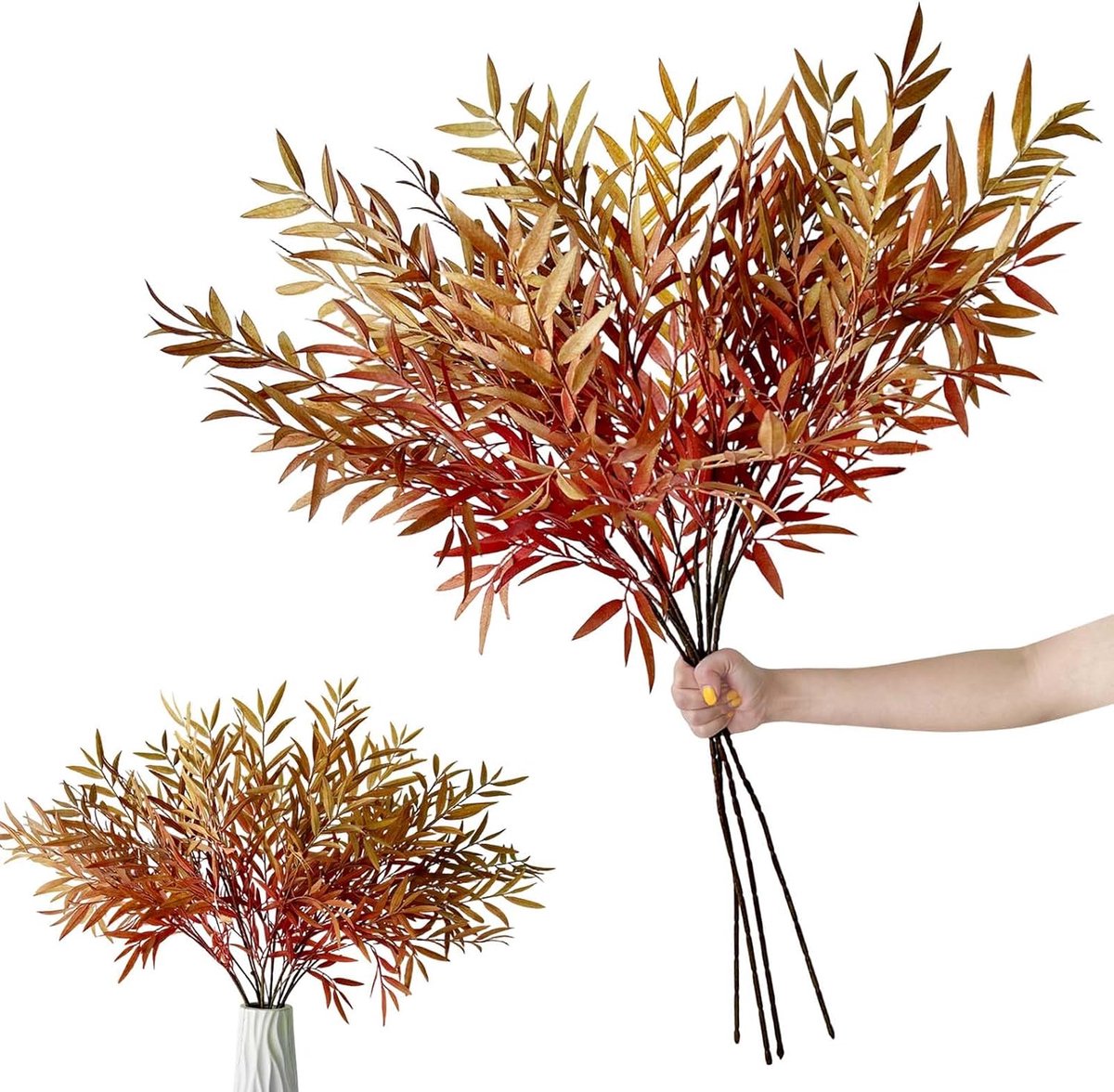 Kunstmatige takken 105cm - Olijfbladeren - Herfstdecoratie - Perfect voor sfeervolle arrangementen - ShopVlot