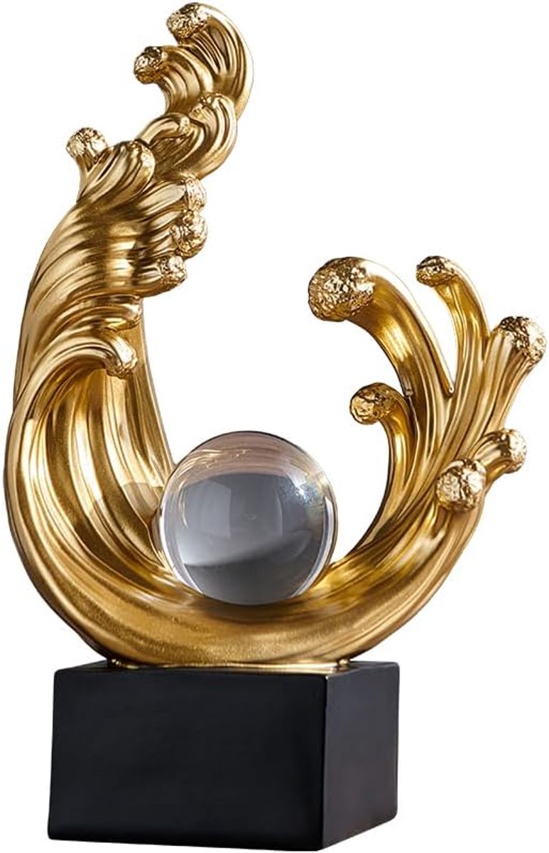 Modern Abstract Decorative Style Statue, Crystal Circular Art Wave Resin Sculpture, Office Desk Stand, Dining Table - ShopVlot