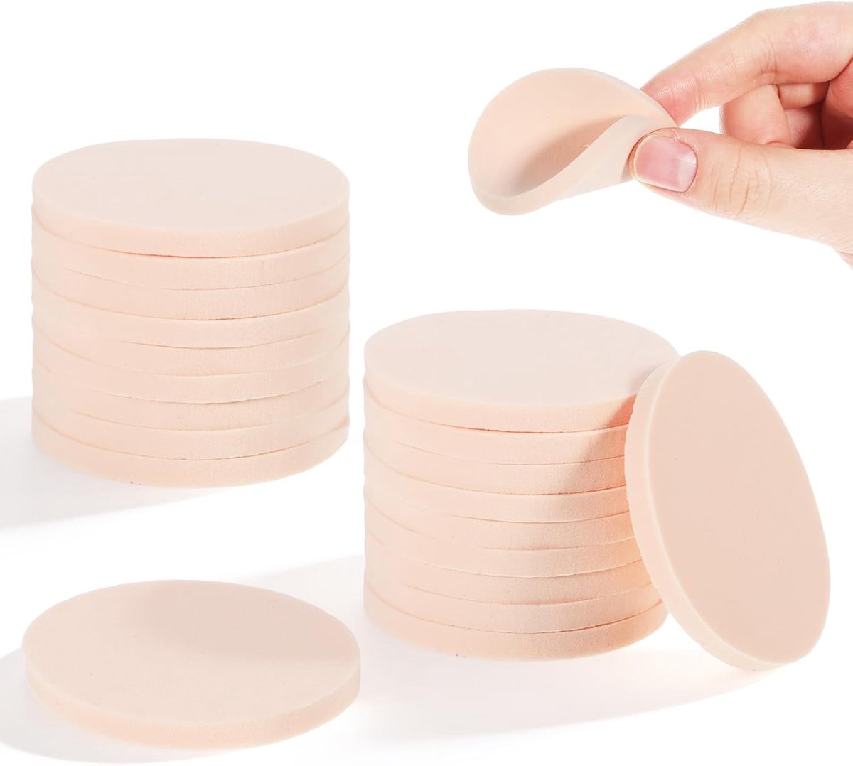 SHENLIU 20 Pieces Makeup Sponges, Round Latex Sponges, Washable Face Paint Sponges, Dry and Wet, Professional Cosmetic - ShopVlot