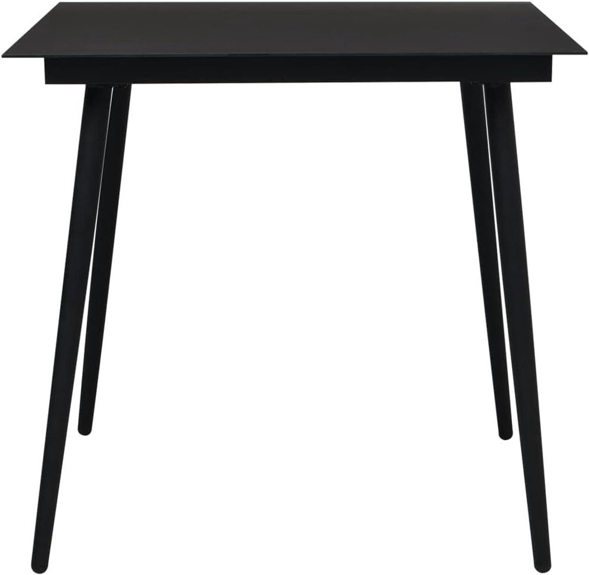Tuintafel - Balkontafel Terrastafel - Buiten Eten - Weerbestendig Glas - 80 x 80 x 74 cm - Zwart
