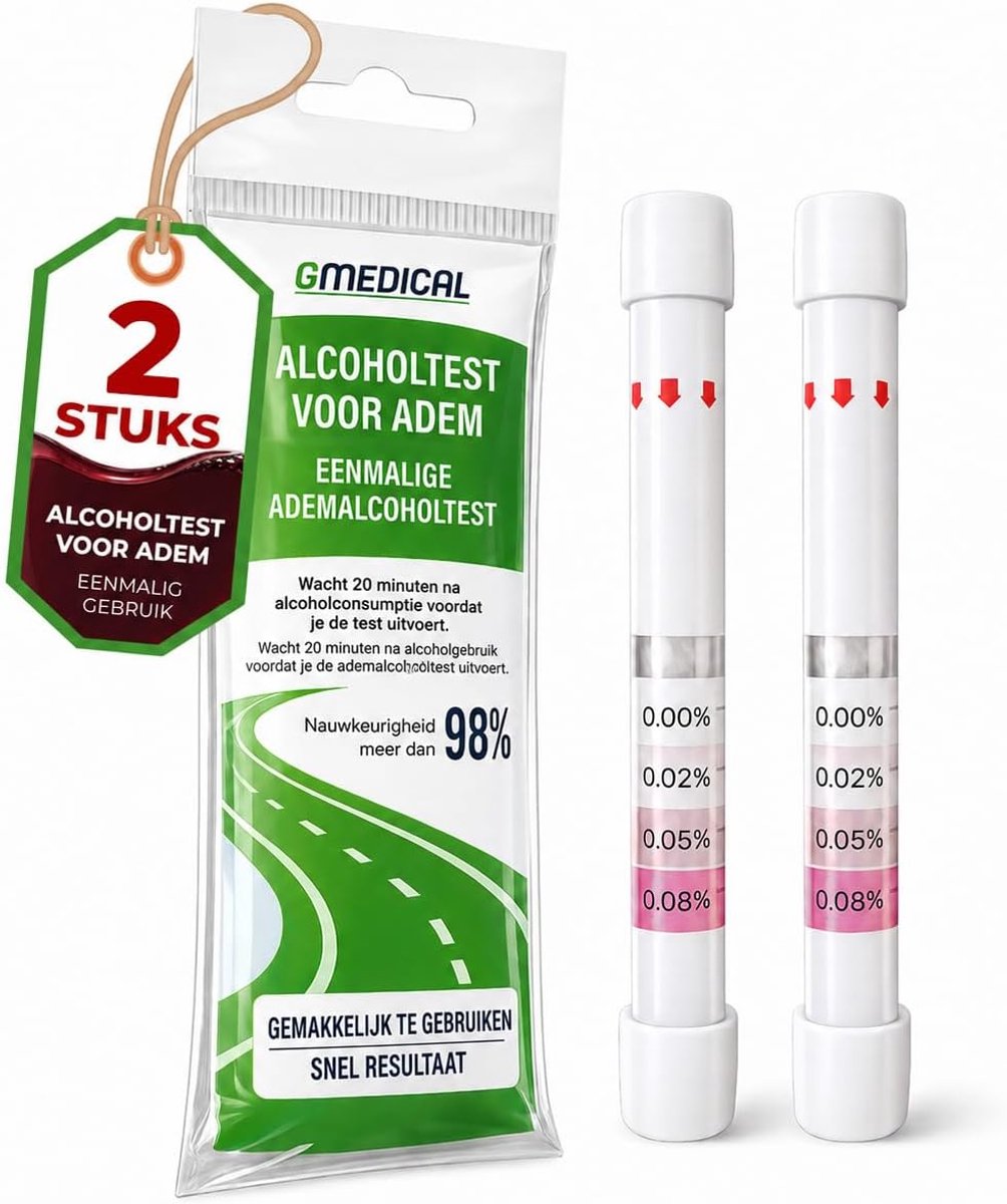 Alcoholtester 6 stuks - draagbaar en hygiënisch - 98% nauwkeurig - snelle ademtest voor veilig rijden - ShopVlot