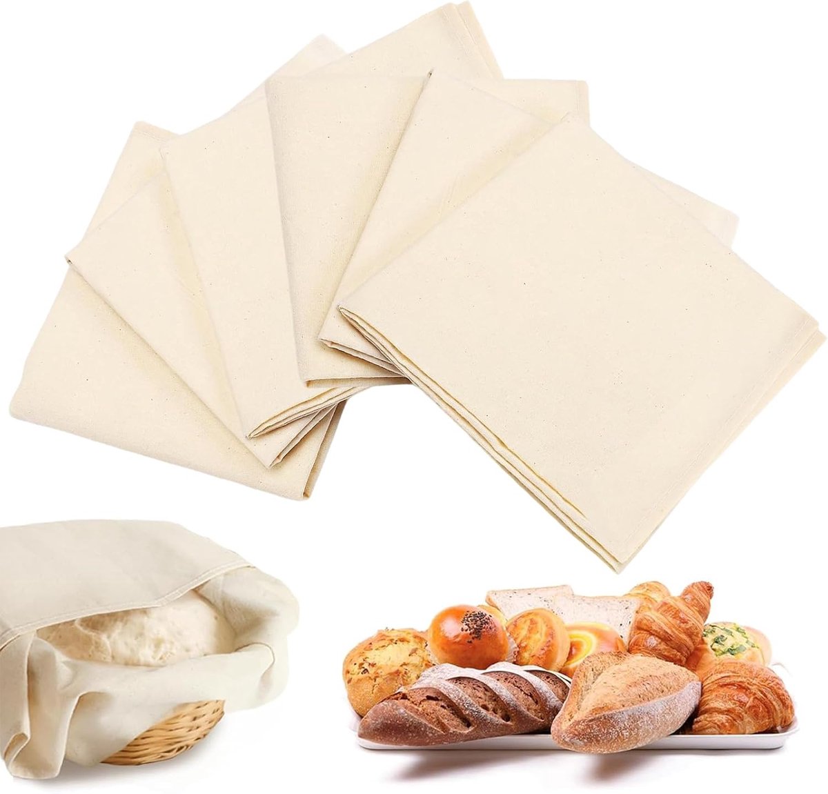deegdoek 48 x 36 cm - katoenen strudeldoek - wasbaar en robuust - perfect voor broodbakken - ShopVlot