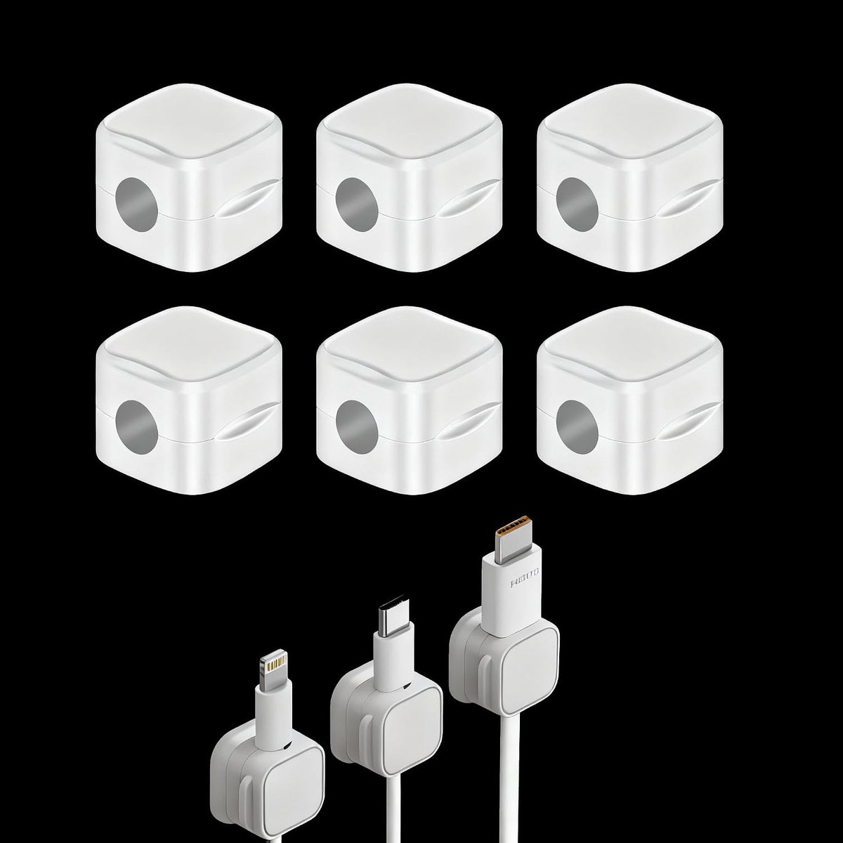 Kabelhouders 6 Stuks - Magnetisch - Zelfklevend - Kabelbeheer voor Opruimen - ShopVlot