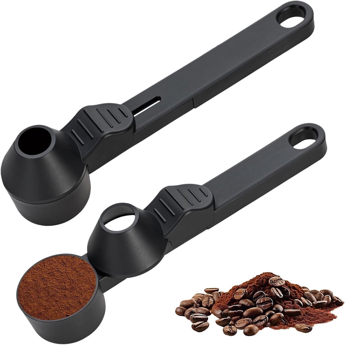 Koffielepels met trechter, set van 2 portioneerders, 30 ml maatlepels voor koffie en thee, doseerlepel voor gemalen koffie en kruiden